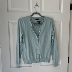 Talbots Soft Sea Foam Green Button-Up Cardigan with Tank